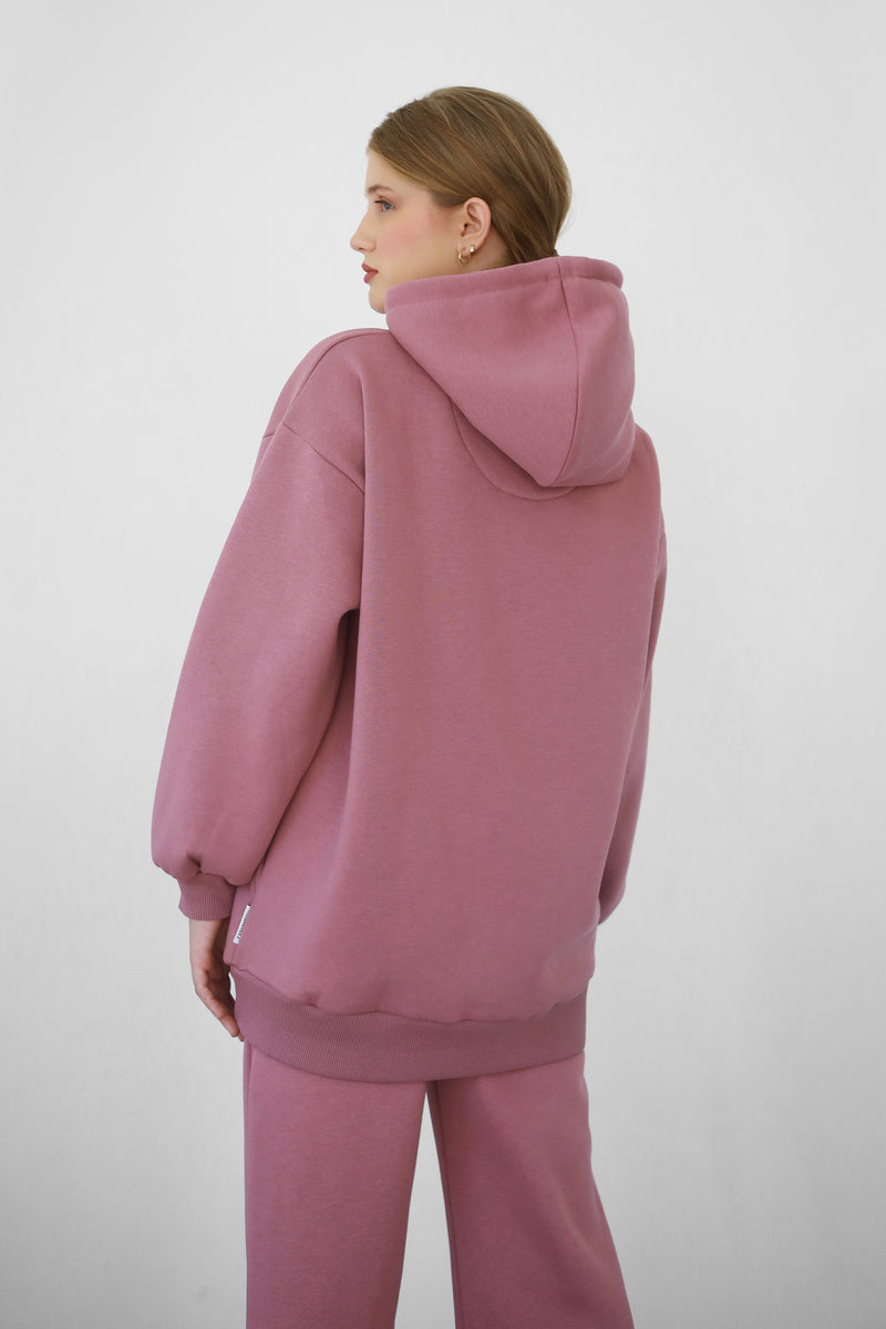 Super Oversized Heavy Hoodie Berry Nude RUSH REEZ