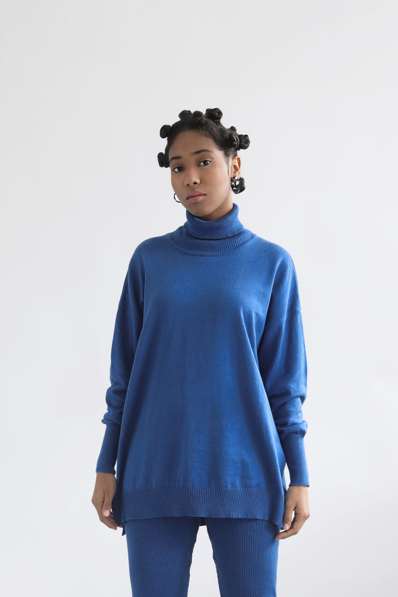 Relaxed Turtleneck Sweater - Regal Blue