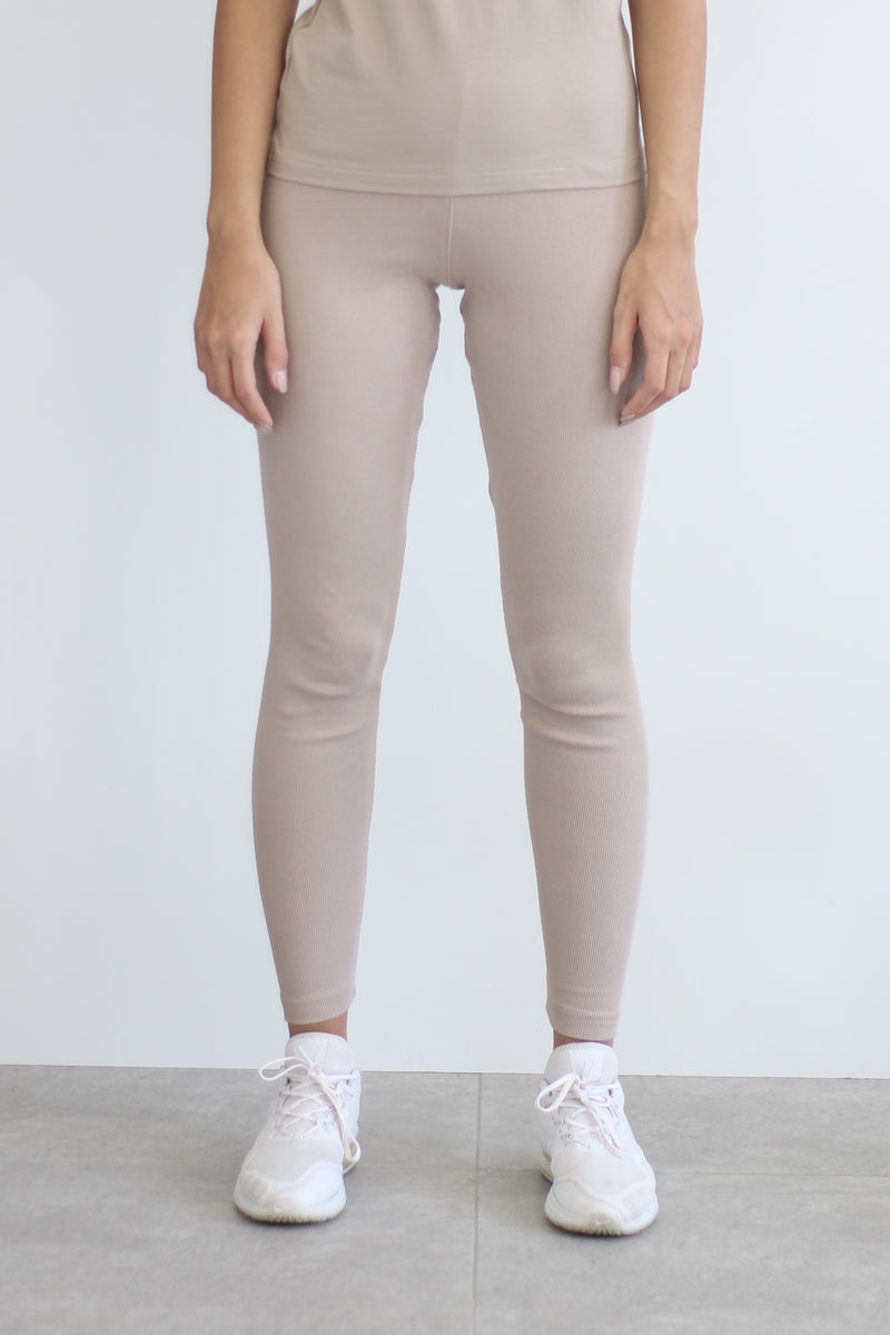 Ribbed Leggings - Stone