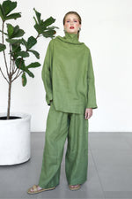 Linen Wide Pants - Matcha