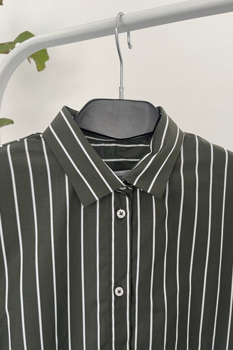 Basic Poplin Shirt - Striped Green