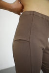 Ribbed Leggings With Pockets - Mocha