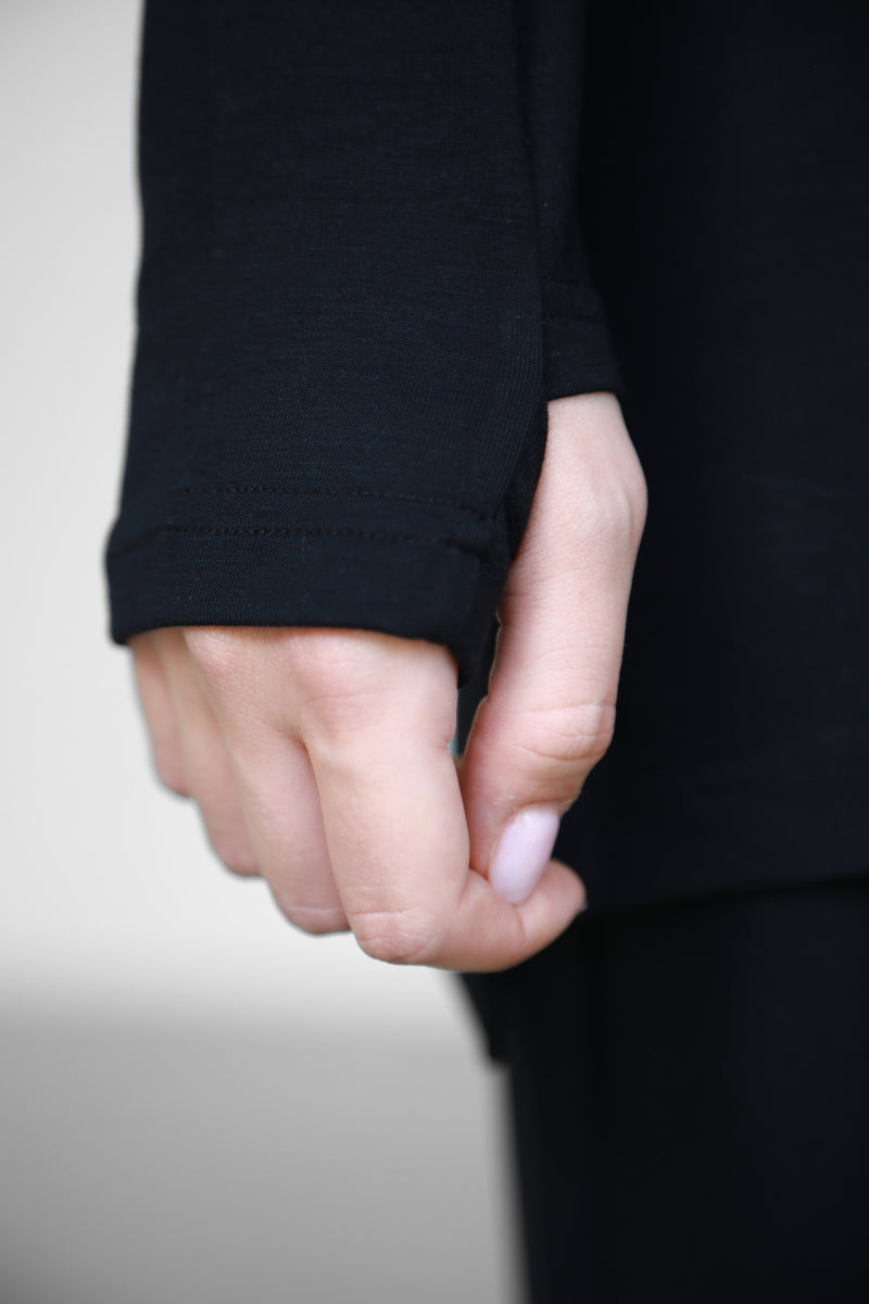Modalite Half Zip Hoodie - Black