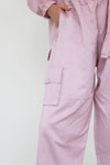 Linen-Blend Cargo Set -  Pink