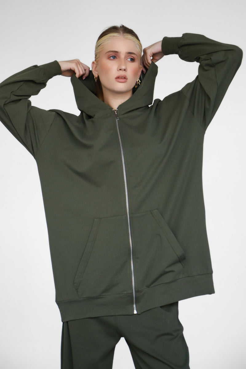 Light Zip-Up hoodie - Military