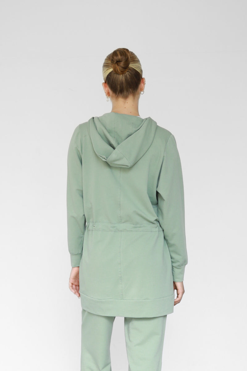 Light Waisted Zip-Up Hoodie - Sage