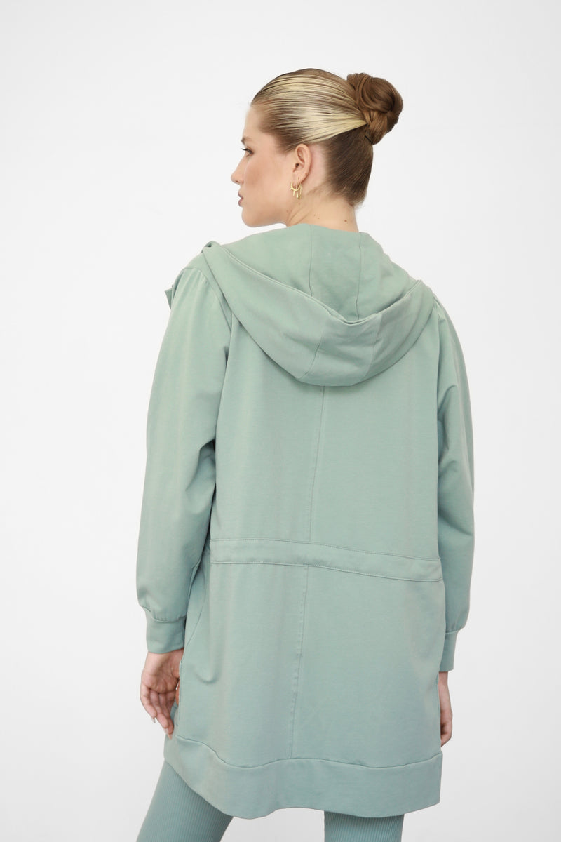 Light Waisted Zip-Up Hoodie - Sage