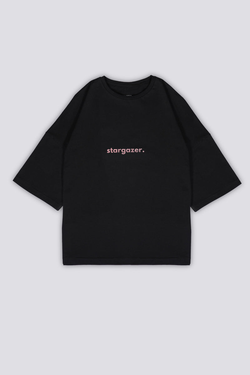 Stargazer Oversized T-shirt - Black & Rose Gold