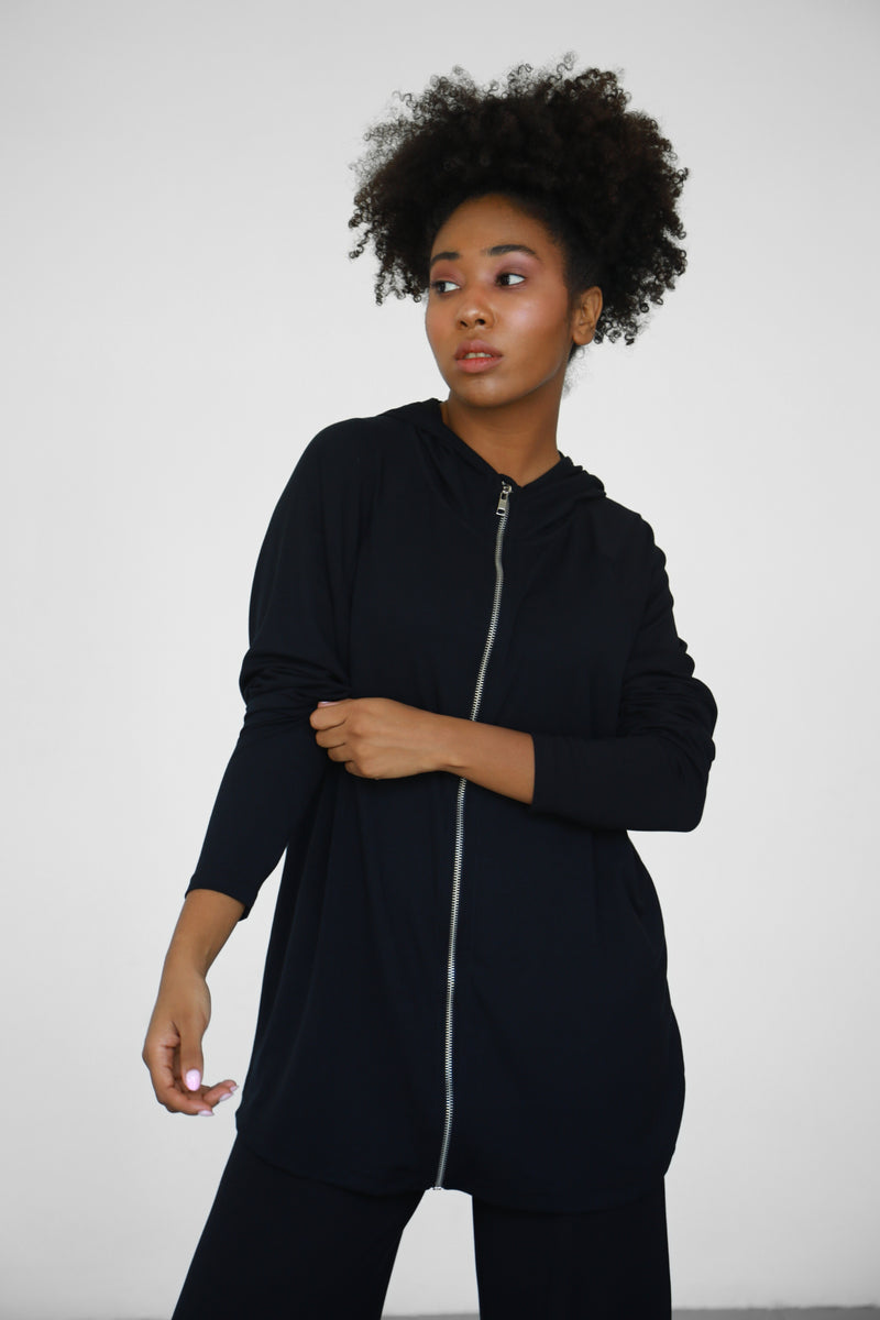 Modalite Zip-up Hoodie - Black