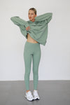 Ribbed Leggings With Pockets - Sage