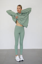 Ribbed Leggings With Pockets - Sage