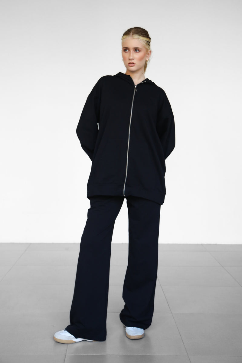 Light Zip-Up hoodie - Black
