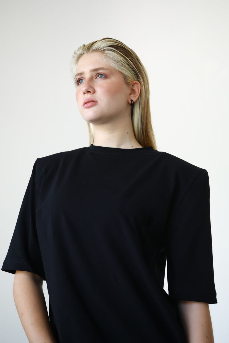 Padded Cotton T-shirt - Black