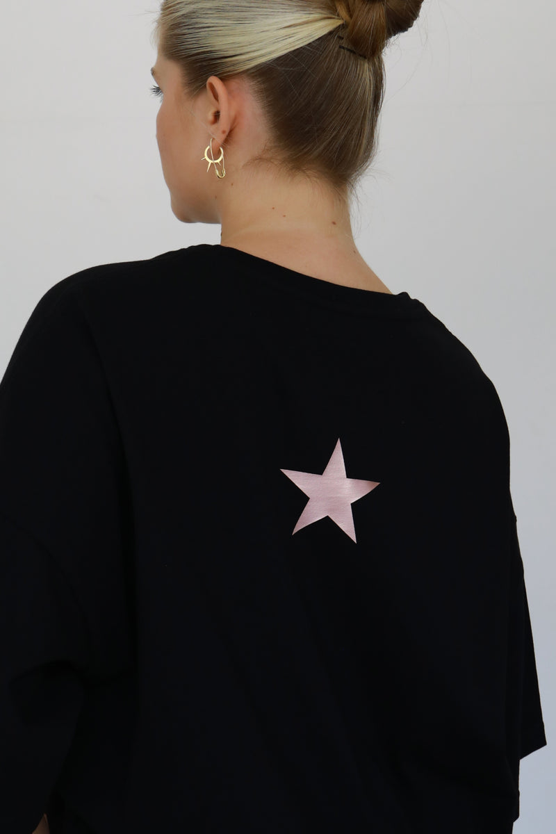 Stargazer Oversized T-shirt - Black & Rose Gold