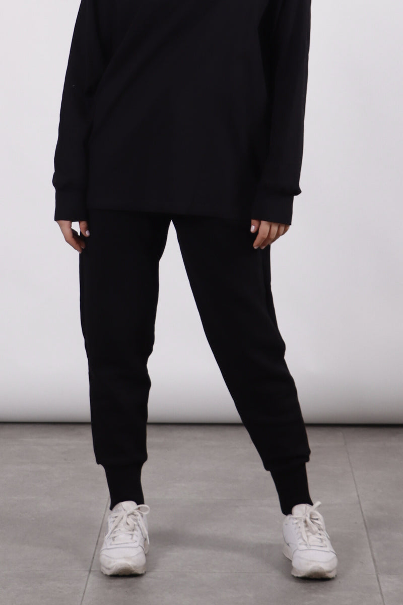 Heavy Ribbed Sweatpants - Black