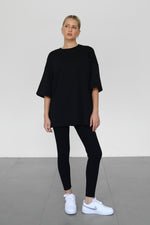 Oversized T-shirt with Pockets - Black
