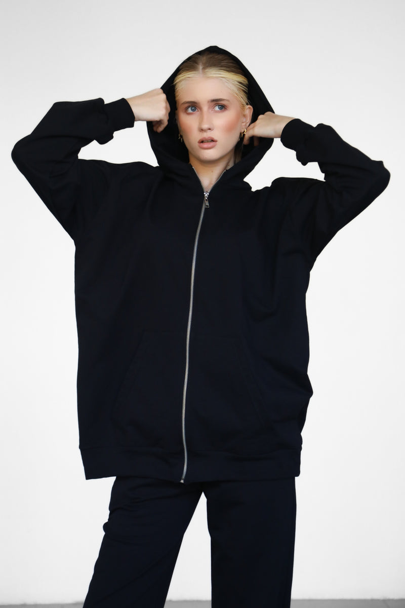 Light Zip-Up hoodie - Black