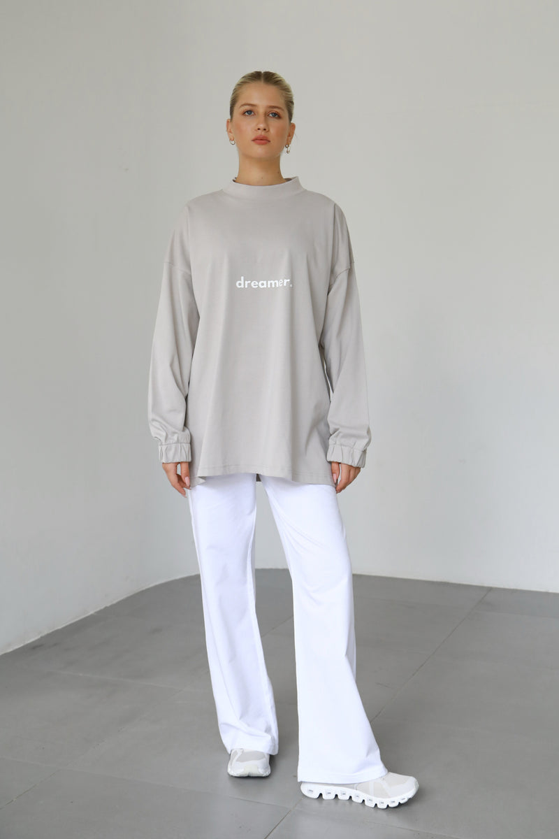 Dreamer Longsleeve T-shirt - Greige & White