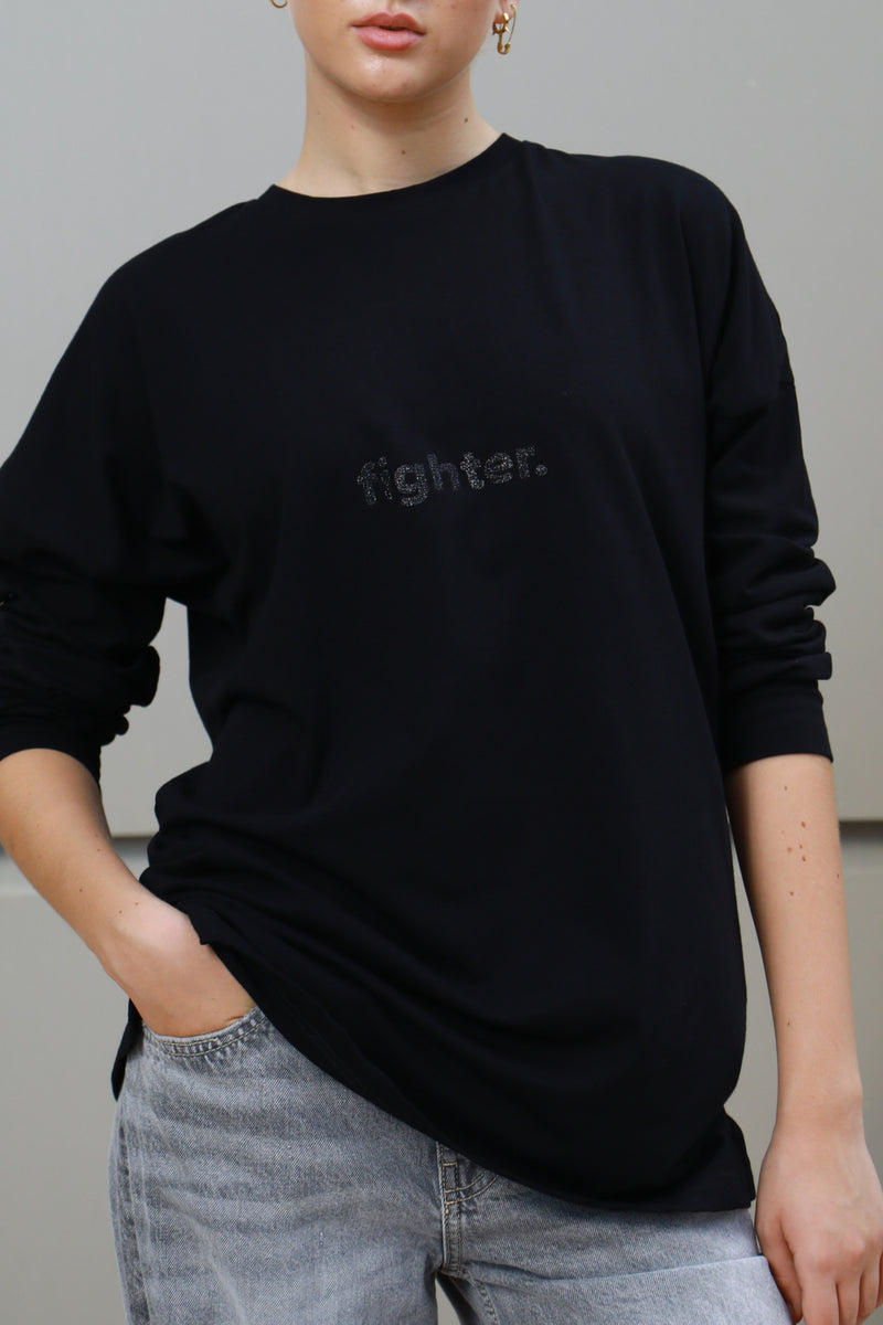 Longsleeve Fighter Tshirt Black - Glitter