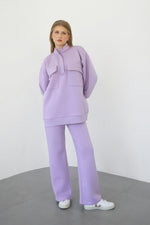 Heavy Zipper Sweatshirt With Pockets - Lavender