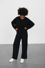 Modalite Straight Crop Sweatpants - Black