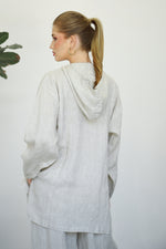 Linen Zip-up Hoodie - Buttercream