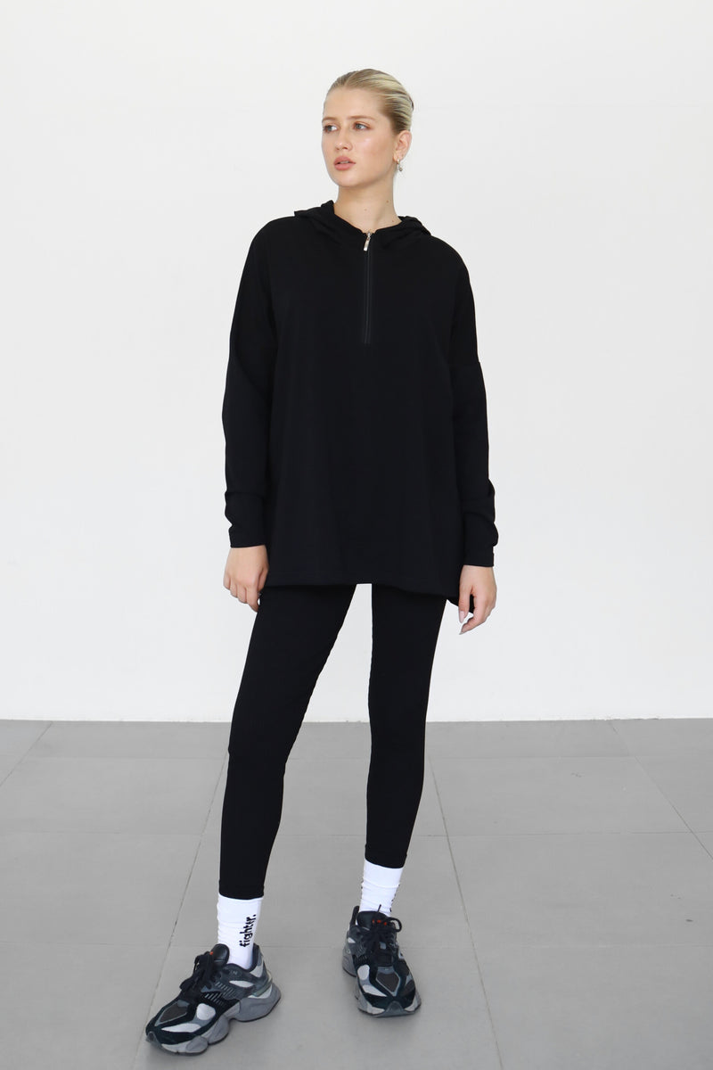 Ribbed Leggings With Pockets - Black