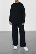 Modalite Straight Crop Sweatpants - Black