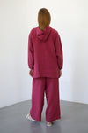 Distressed Linen Hoodie - Berry Fest