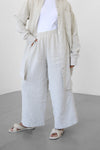 Distressed Linen Wide Pants - Beige Marl