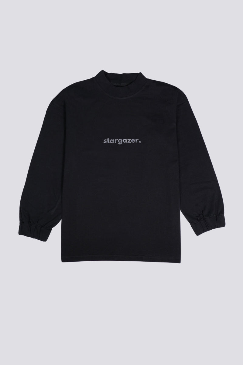 Stargazer Longsleeve T-shirt - Black & Silver Glitter