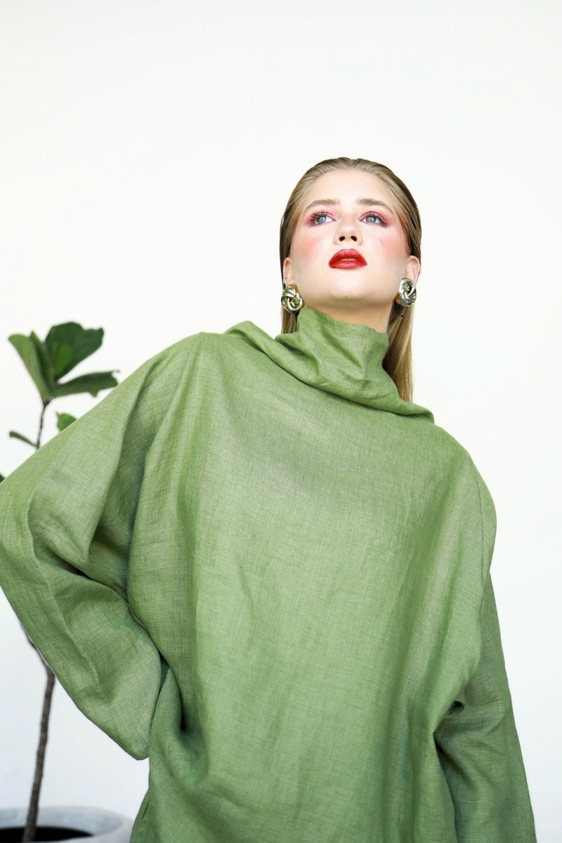 Gaia Linen Blouse - Matcha