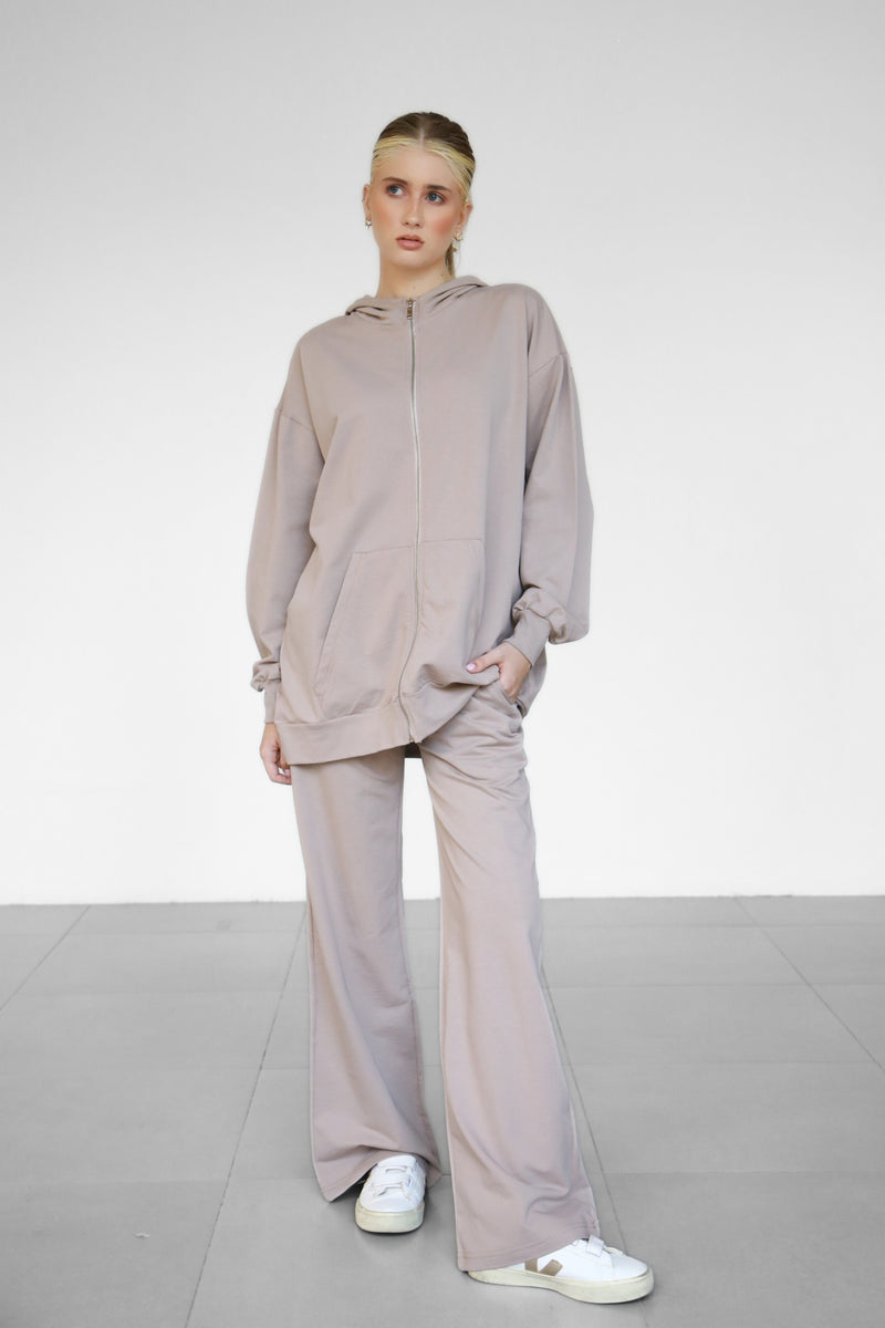 Light Zip-Up hoodie - Taupe