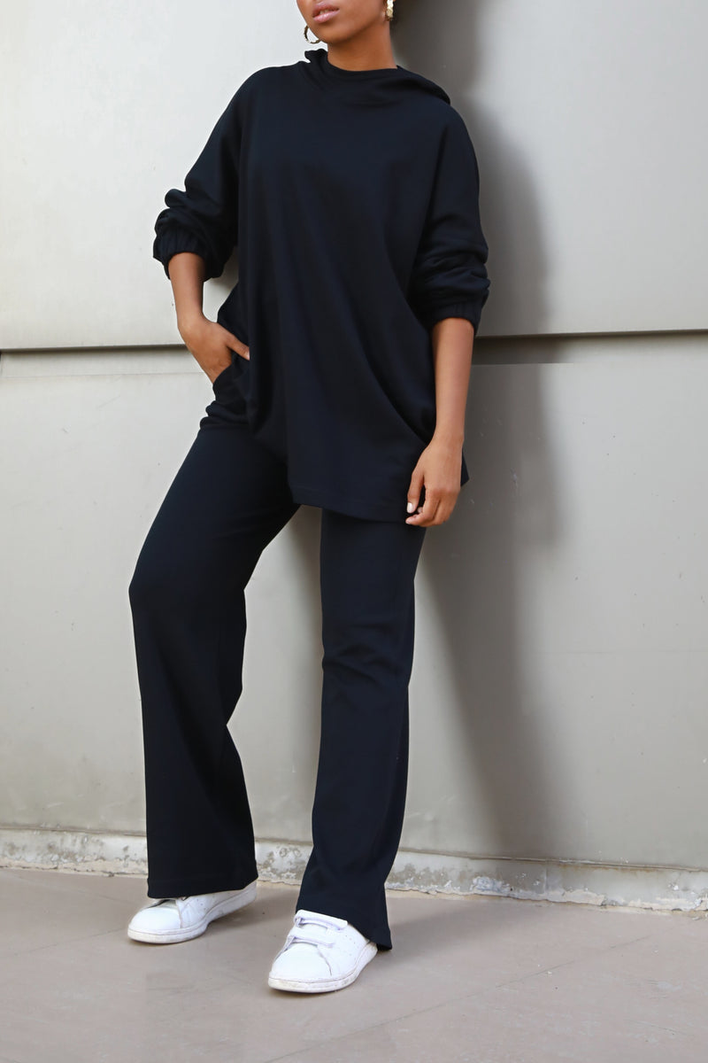 Hoodie Lounge Set - Black