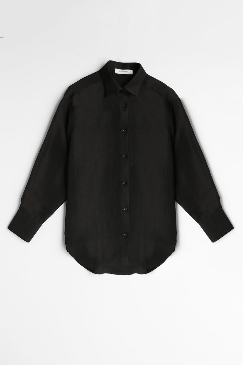 Relaxed Silk-Blend Shirt - Black