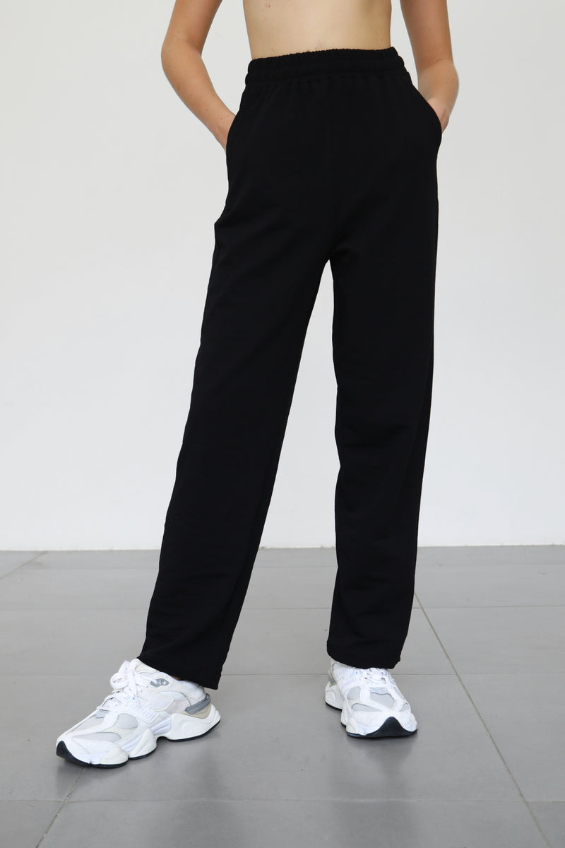 Light Straight Sweatpants - Black