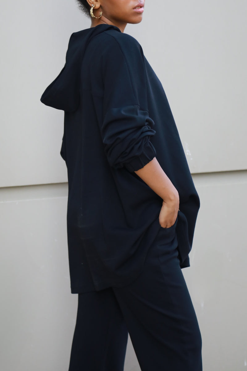 Hoodie Lounge Set - Black