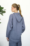 Linen Zip-up Hoodie - Washed Blue