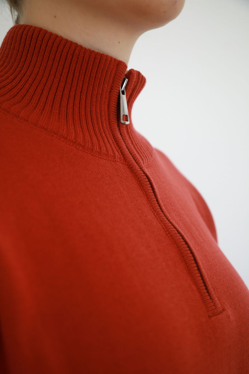 Knit Zipper Sweatshirt - Cinnamon