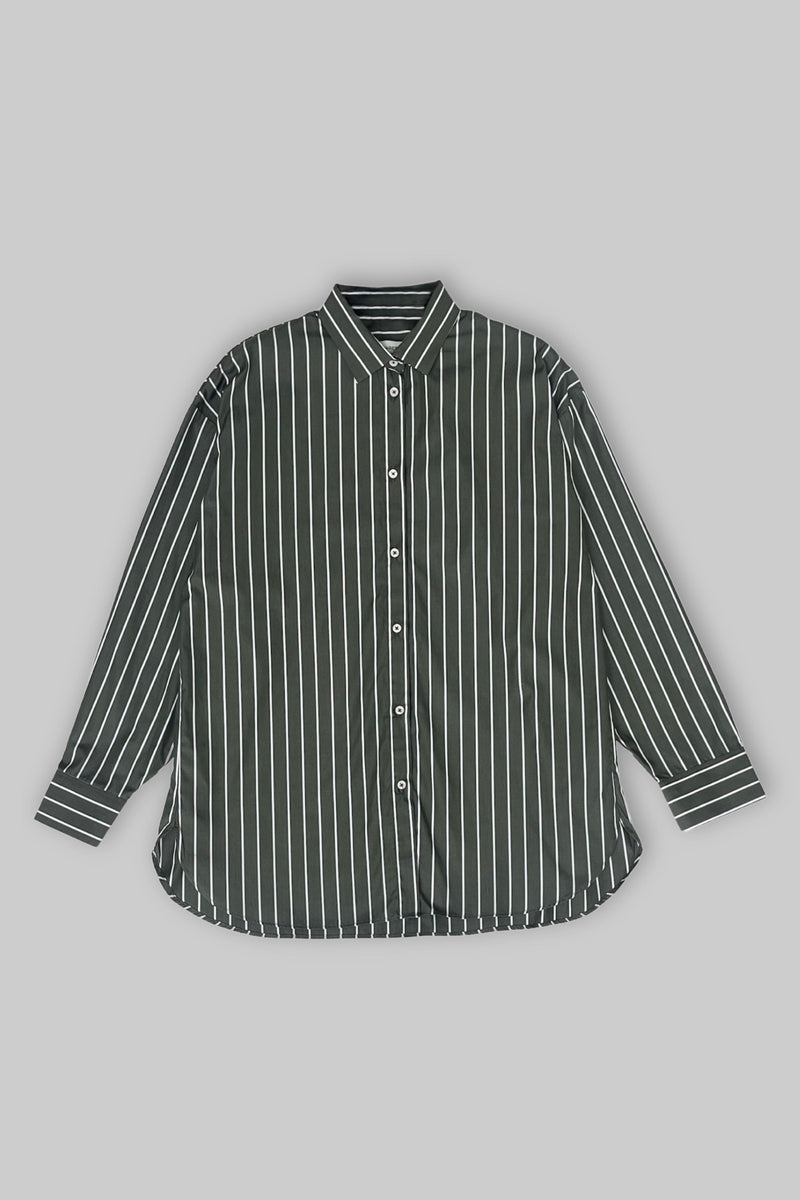 Basic Poplin Shirt - Striped Green