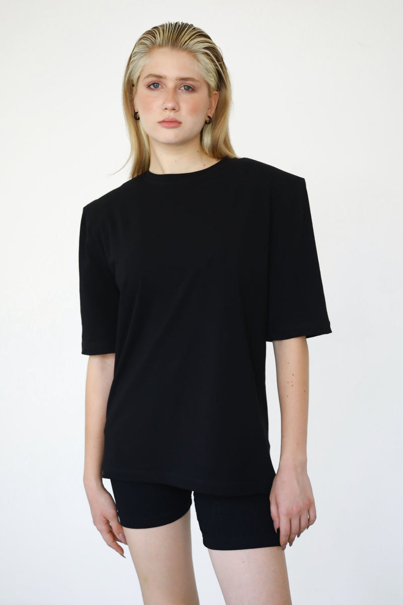 Padded Cotton T-shirt - Black