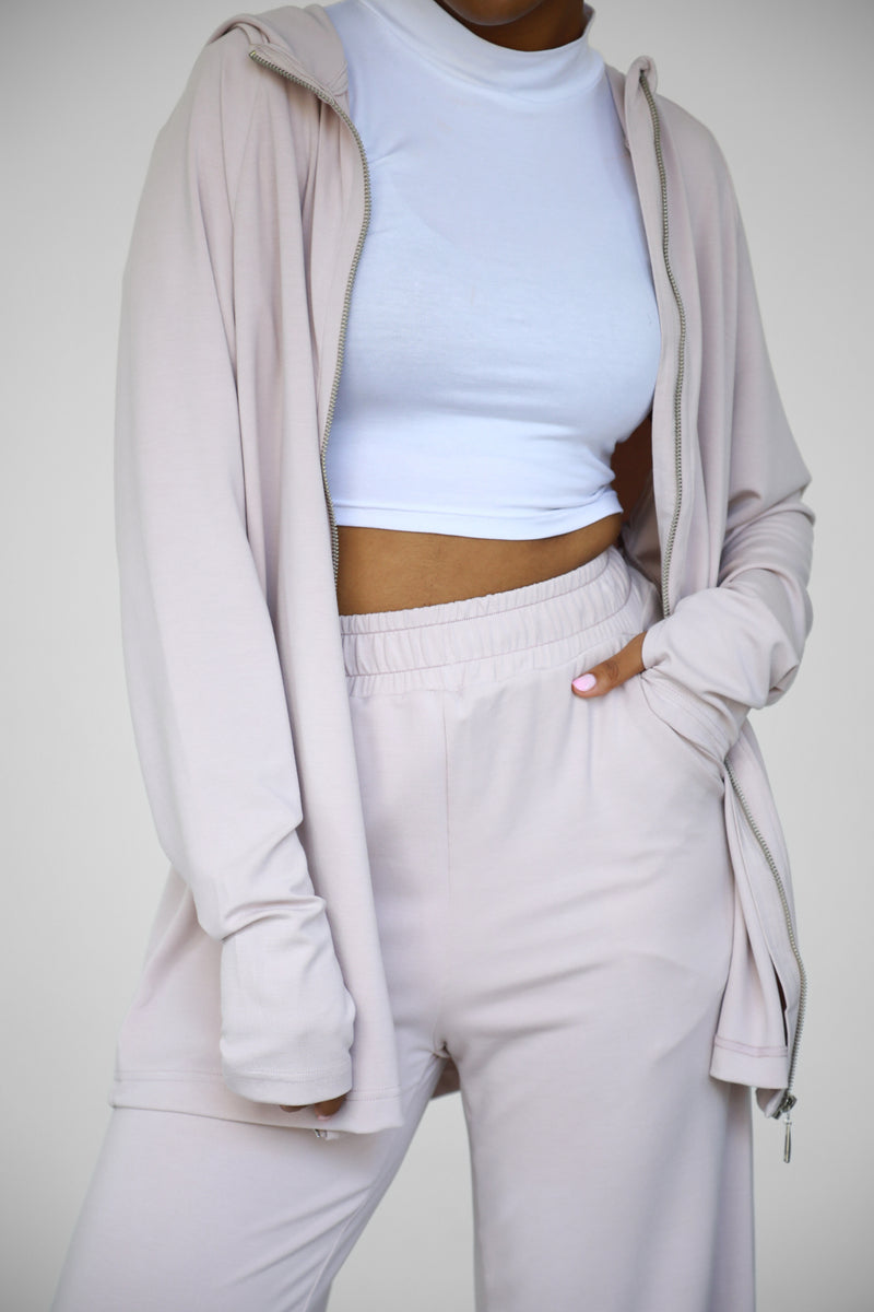 Modalite Straight Crop Sweatpants - Rosewater