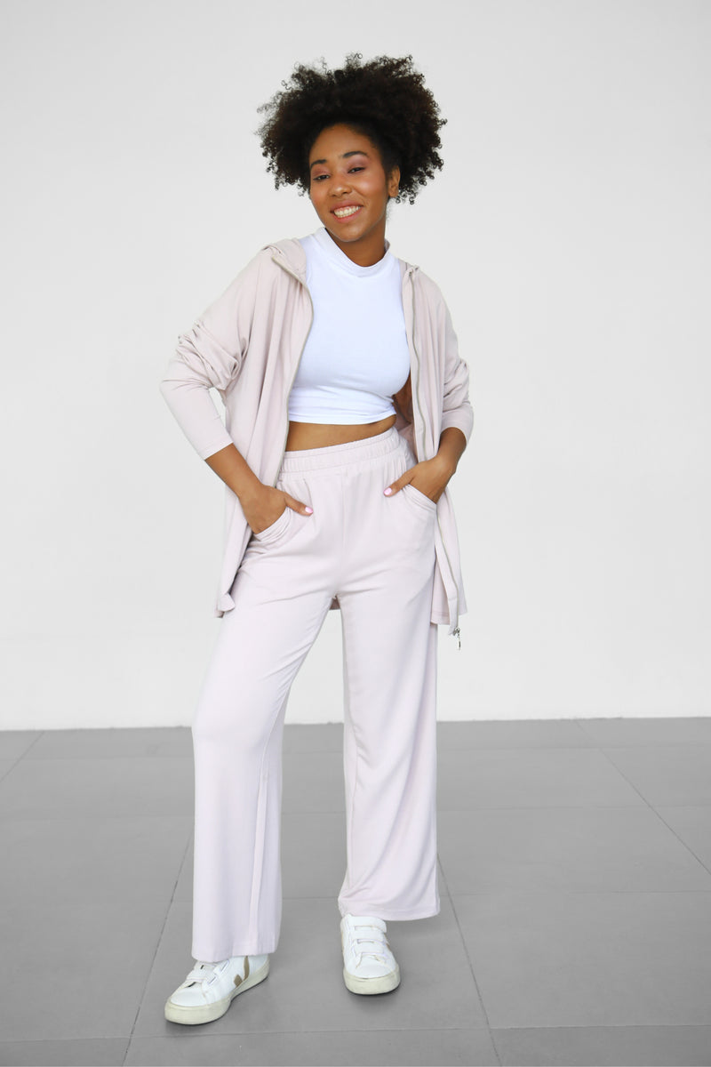 Modalite Straight Crop Sweatpants - Rosewater