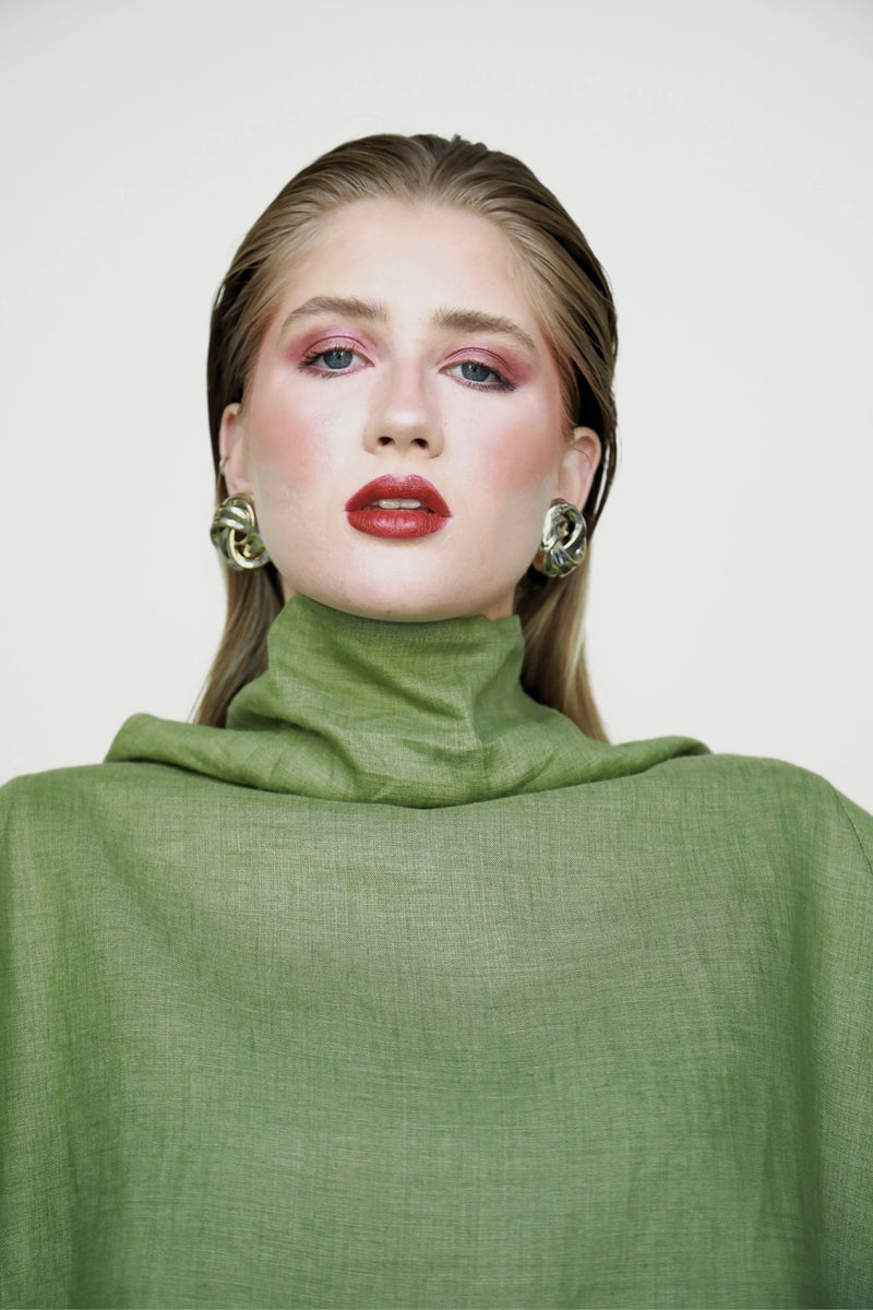 Gaia Linen Blouse - Matcha