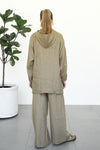 Linen Zip-up Hoodie - Almond Latte