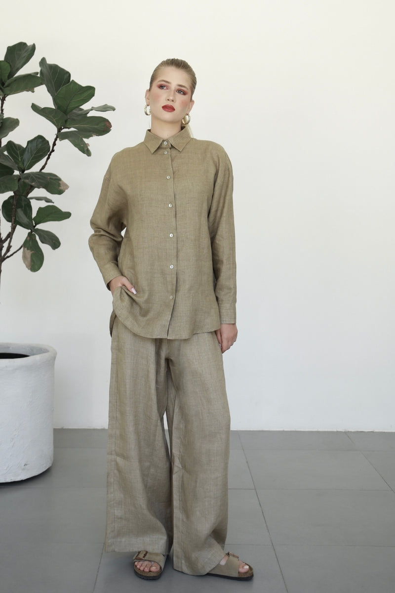 Linen Shirt - Almond Latte