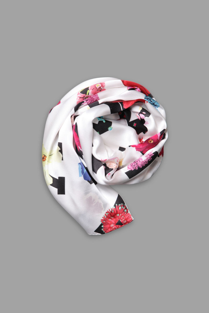 Alpha White Silk Scarf