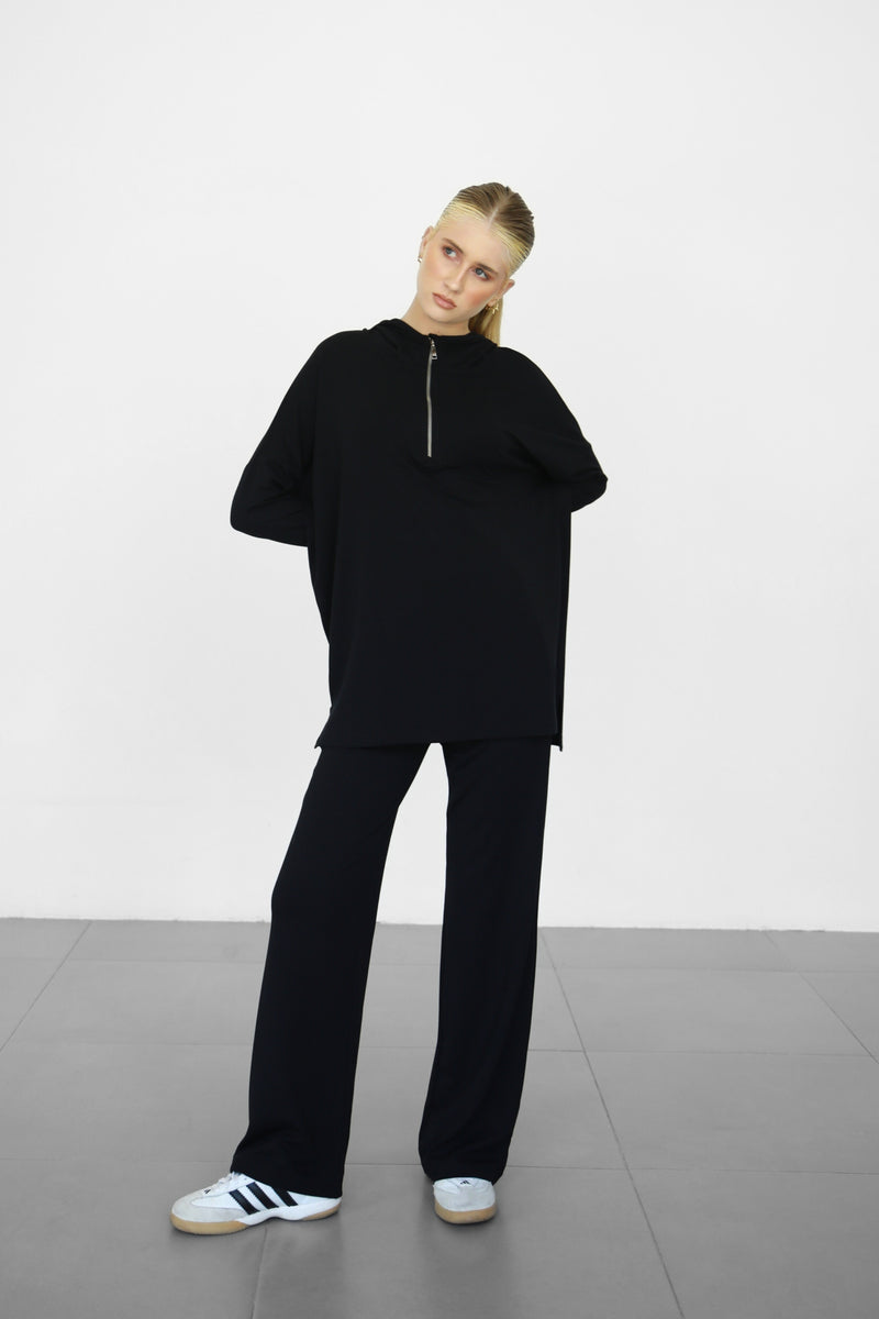 Modalite Half Zip Hoodie - Black