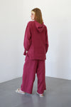 Distressed Linen Wide Pants - Berry Fest