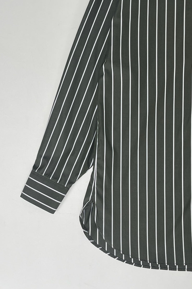 Basic Poplin Shirt - Striped Green